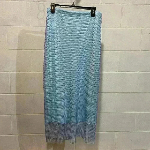 WAYF Women Maxi Skirt LARGE Turquoise Rhinestone Sparkle Contemporary Lined NWOT - Picture 5 of 9